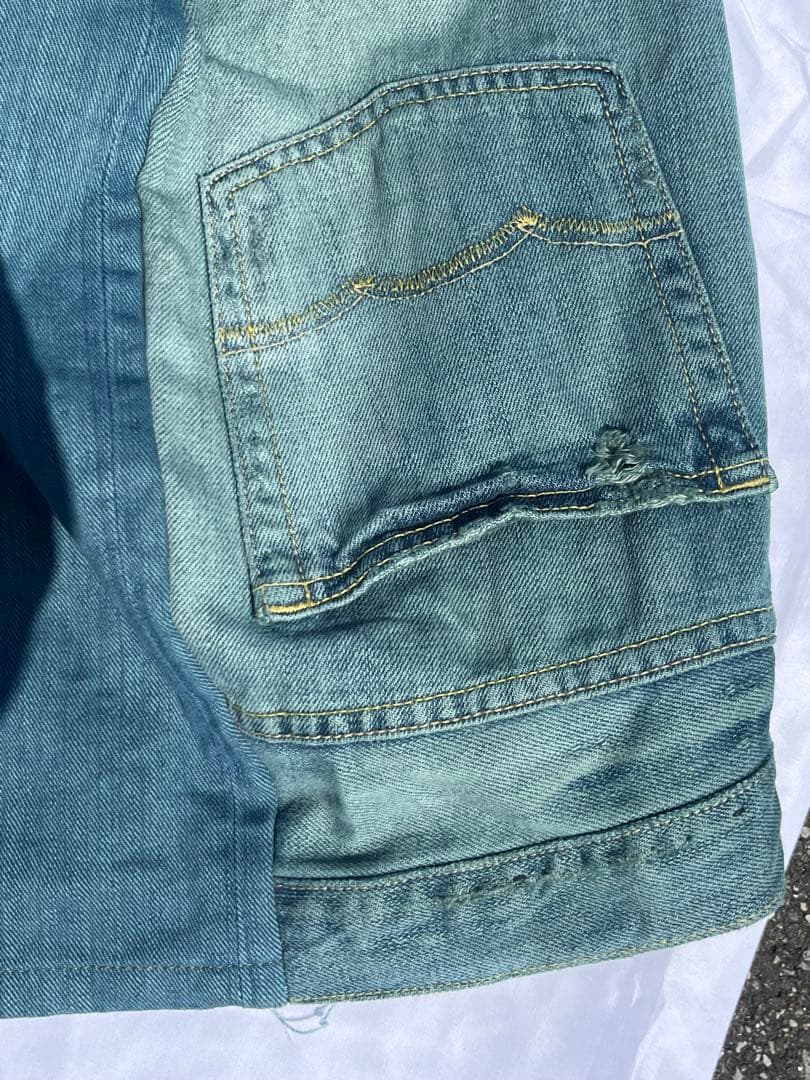 【最終値下げ‼︎】リメイクデニム　“染め加工“ ワイドフレアデニムパンツ