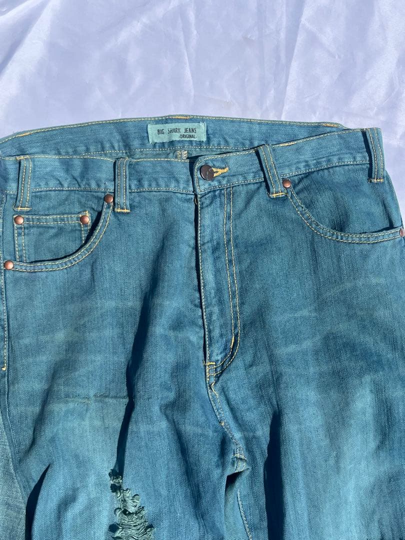 【最終値下げ‼︎】リメイクデニム　“染め加工“ ワイドフレアデニムパンツ
