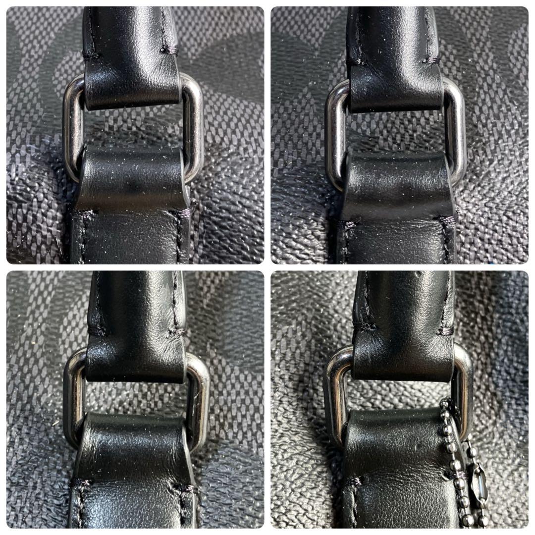 コーチ 良品 2way シグネチャー トレッカー ボストンバッグ ブラック
