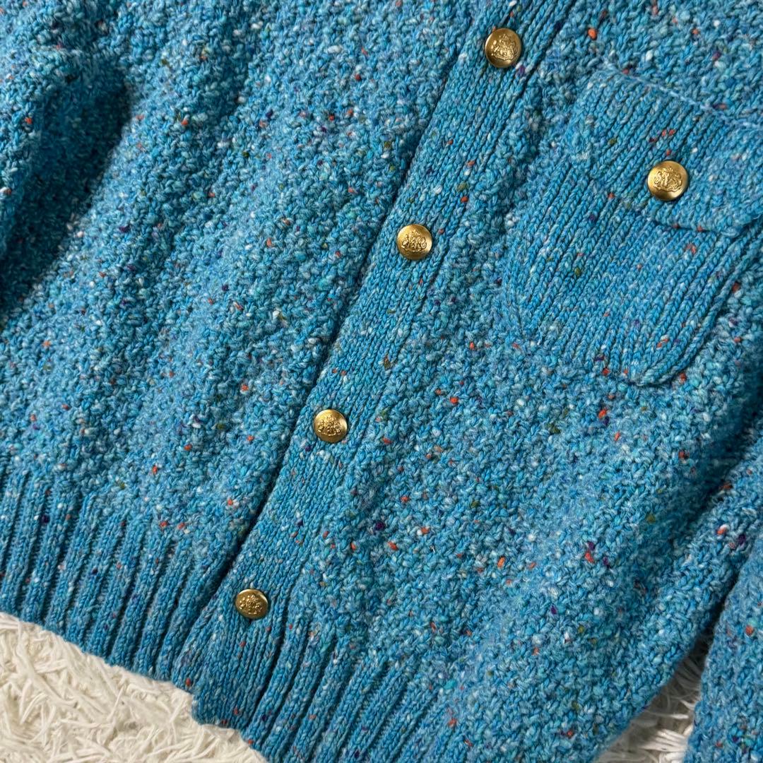 【美品】キャバン　SOFT DONEGAL クルーネックカーディガン　ブルー