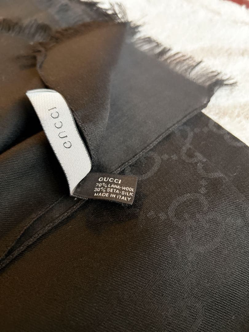 新品未使用♡ GUCCI シルク混ストール　グッチ　ショール　ブラック　黒　春