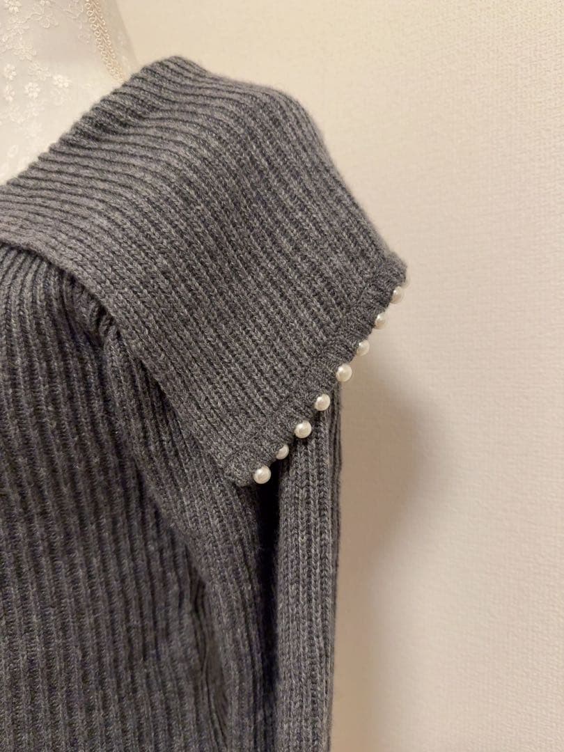 美品　CELFORD ジップパールカーディガン　GRY