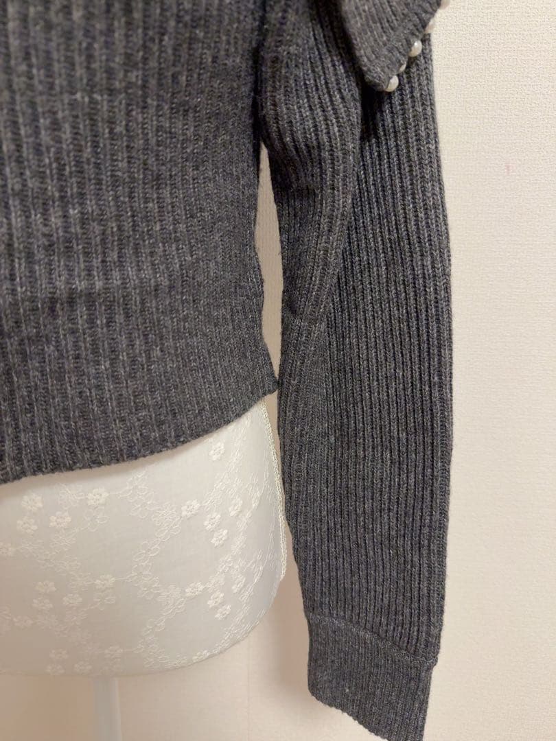 美品　CELFORD ジップパールカーディガン　GRY