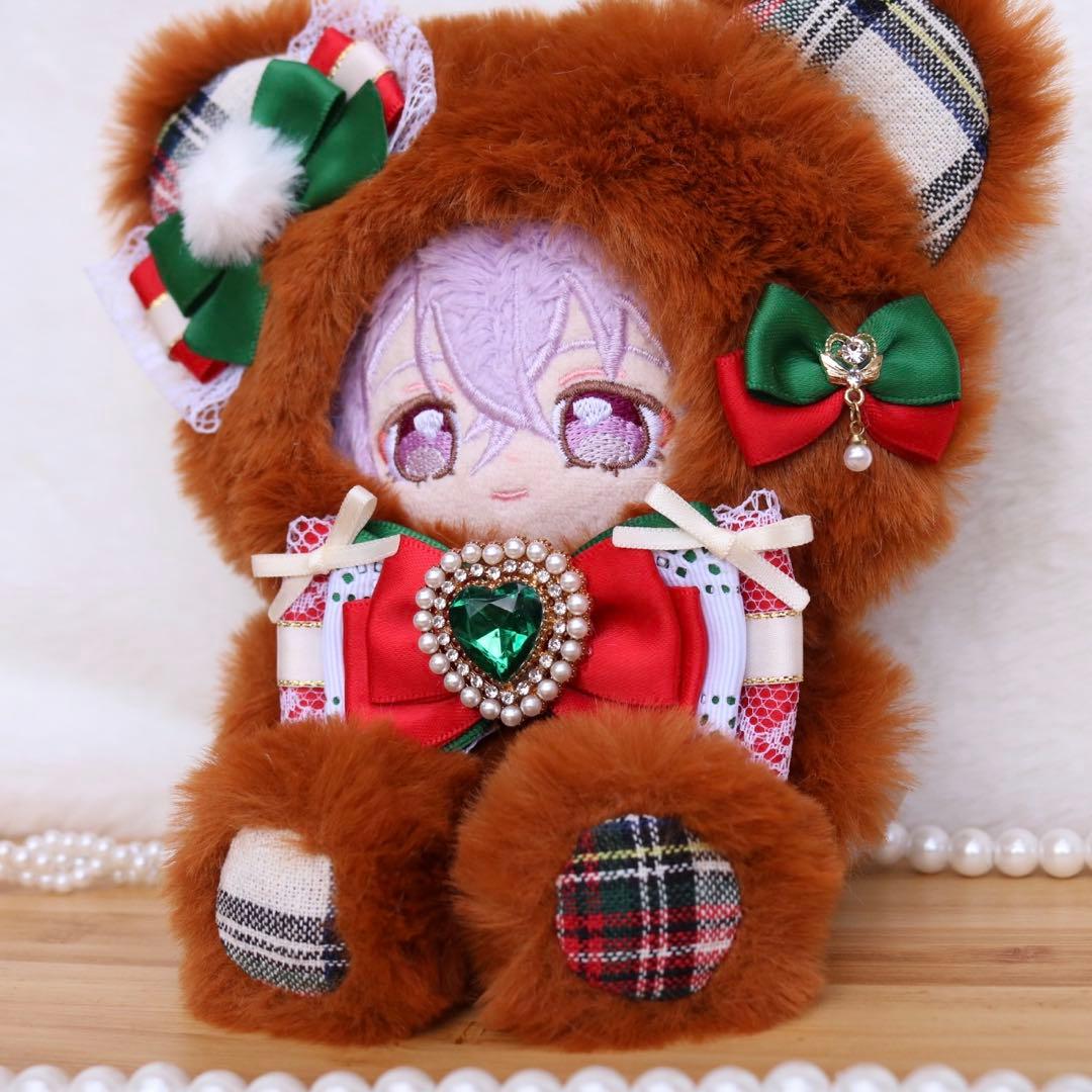 Xmasくまさん.12〜14cm/赤＆緑❤︎おすわりぬい服 着ぐるみ ちびぐるみ