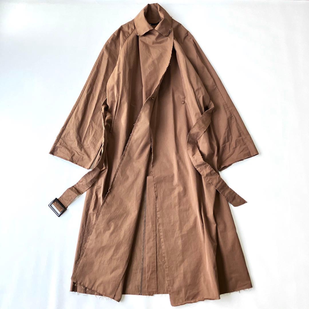 美品 プラージュ 定価4.1万 ロングトレンチコート 洗濯OK キャメルブラウン