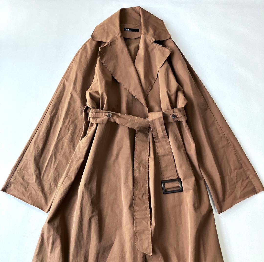 美品 プラージュ 定価4.1万 ロングトレンチコート 洗濯OK キャメルブラウン