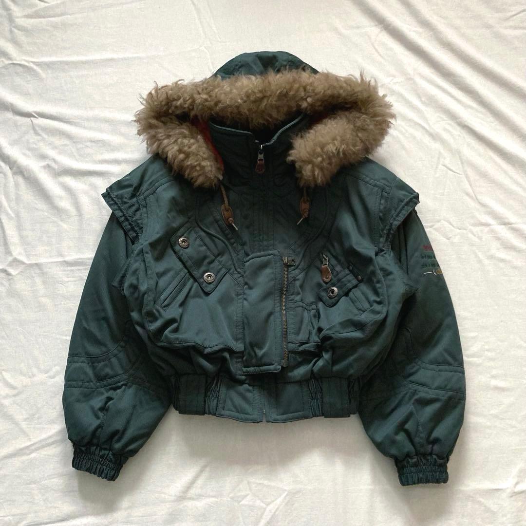 90s vintage fur shell bomber jacket 短丈