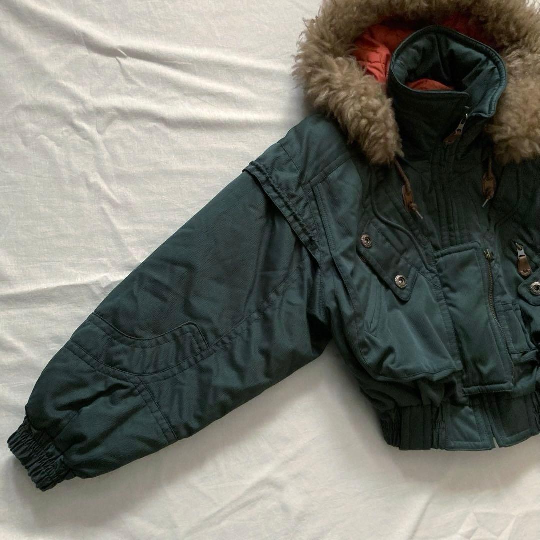 90s vintage fur shell bomber jacket 短丈