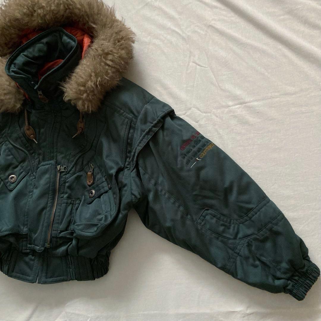 90s vintage fur shell bomber jacket 短丈