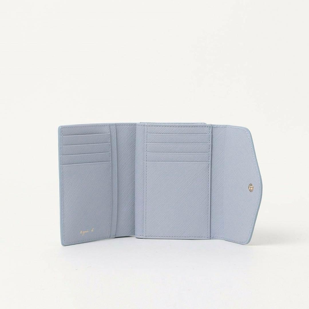 【未使用】agnes b. 3つ折り財布　レザー　ブルー　ava ミニウォレット