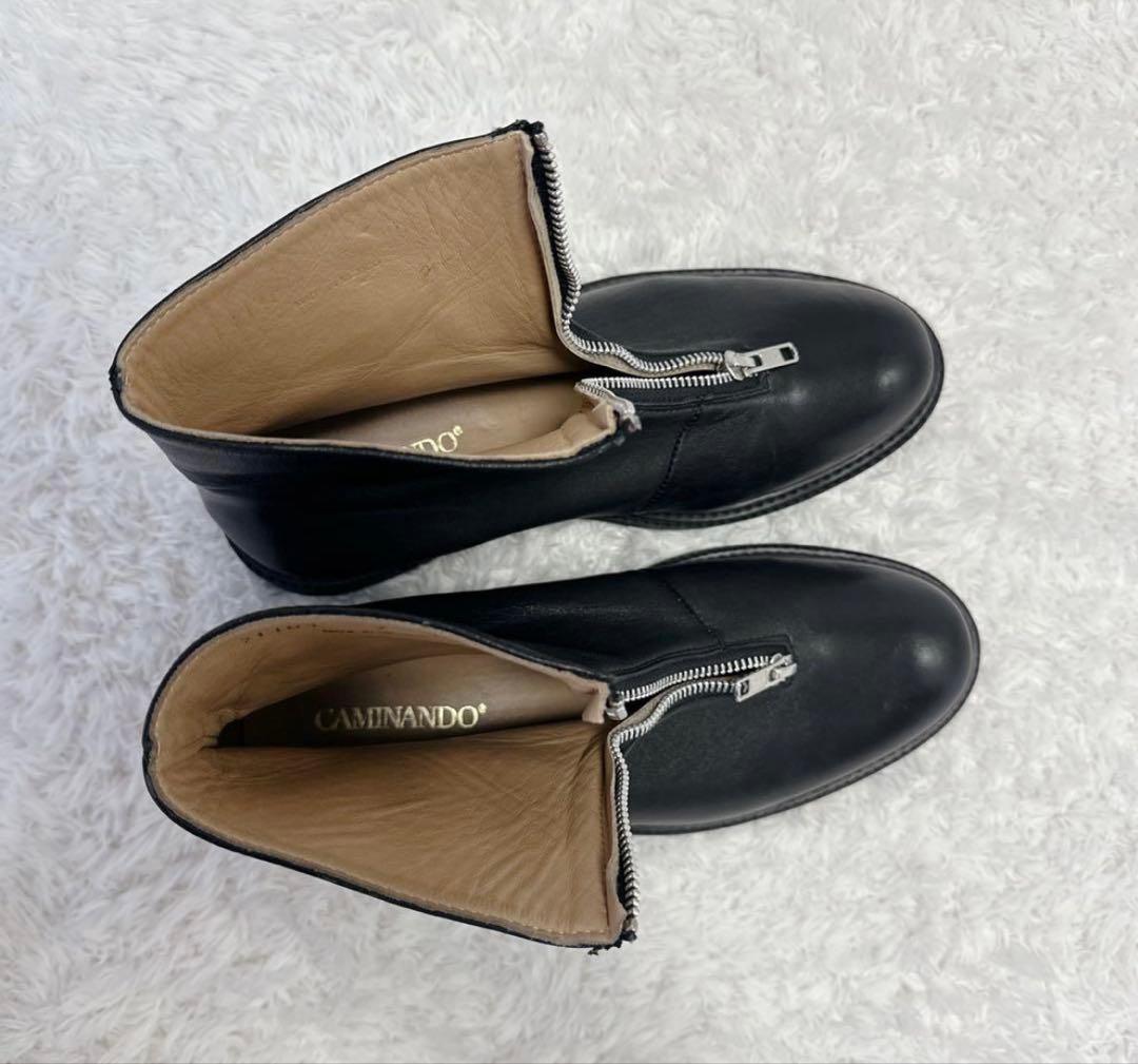 ※美品 CAMINANDO カミナンド フロントジップ ショートブー 24.5c