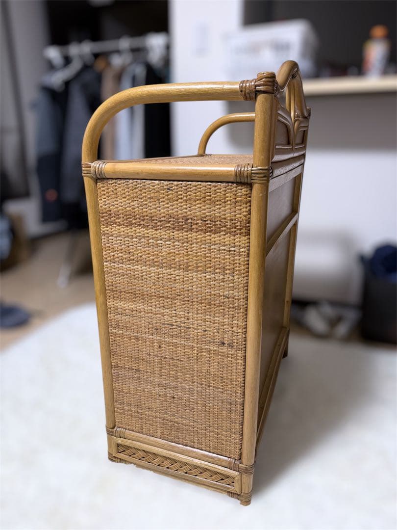 籐　ラタン　チェスト 5段 引き出し6杯 幅約65cm 収納家具　タンス
