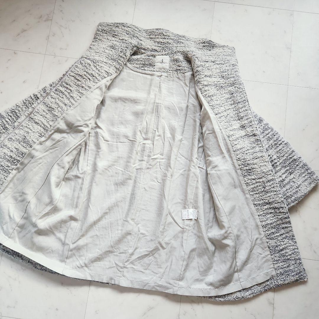 美品 アダムエロペ モヘヤ混 コート スタンドカラー グレー系 ゆったりめ