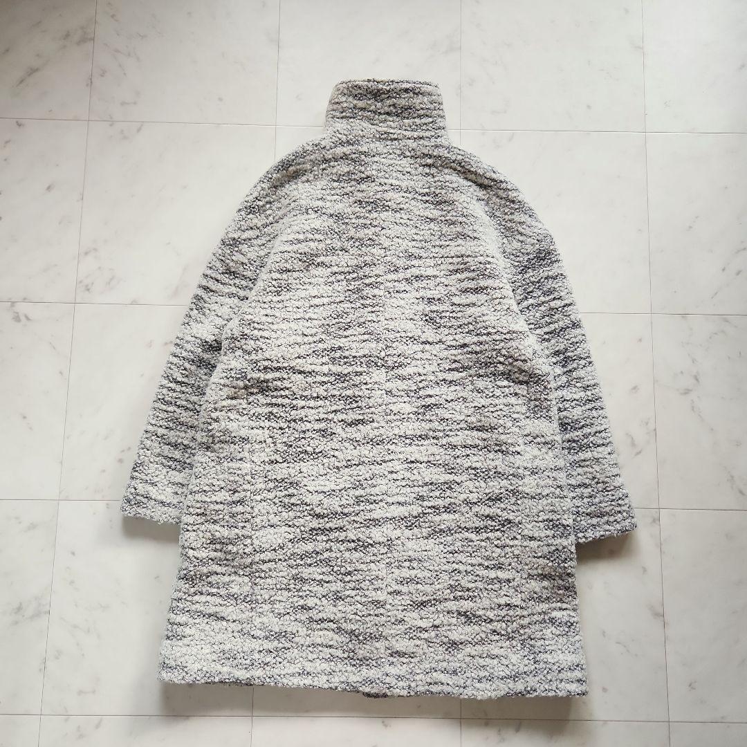 美品 アダムエロペ モヘヤ混 コート スタンドカラー グレー系 ゆったりめ