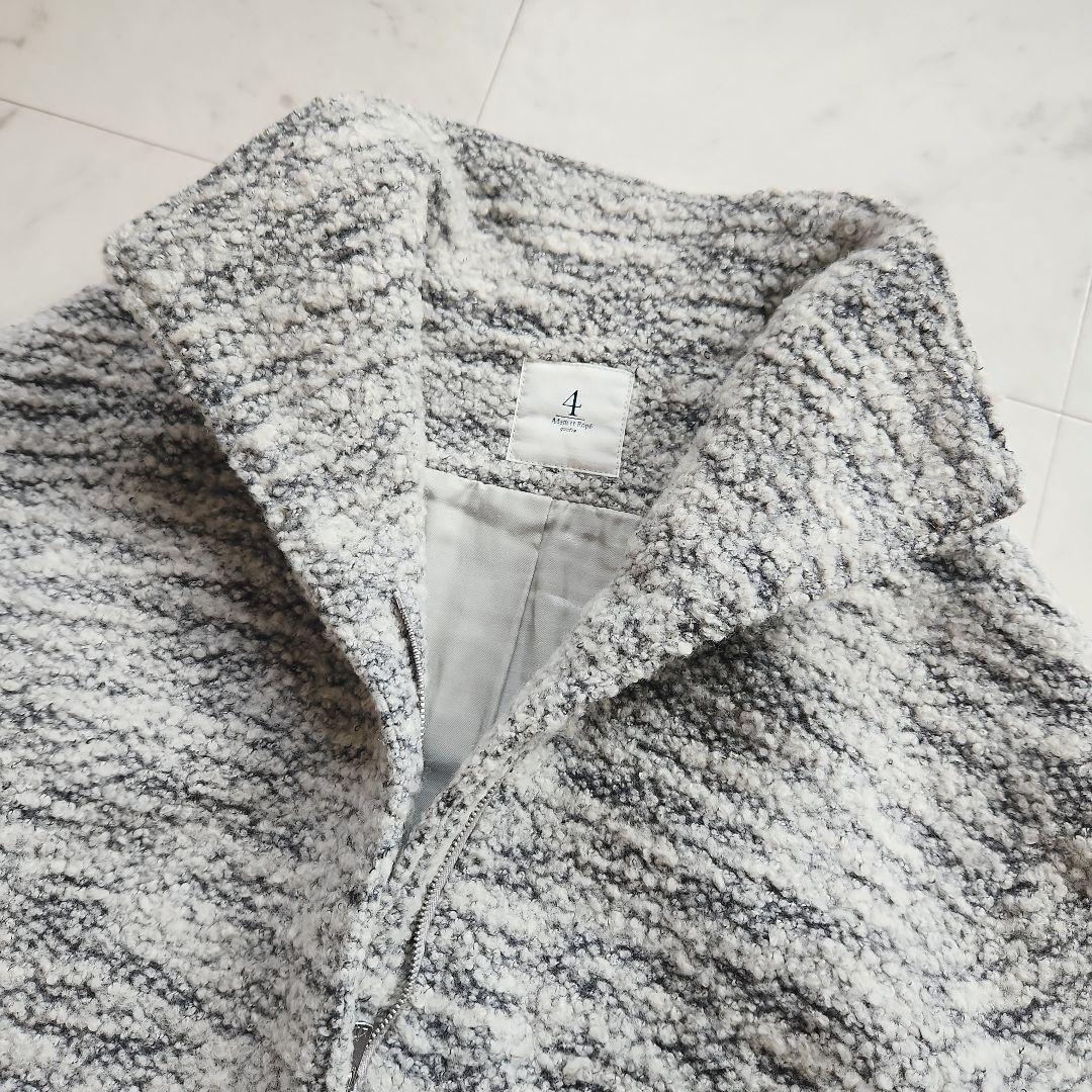 美品 アダムエロペ モヘヤ混 コート スタンドカラー グレー系 ゆったりめ