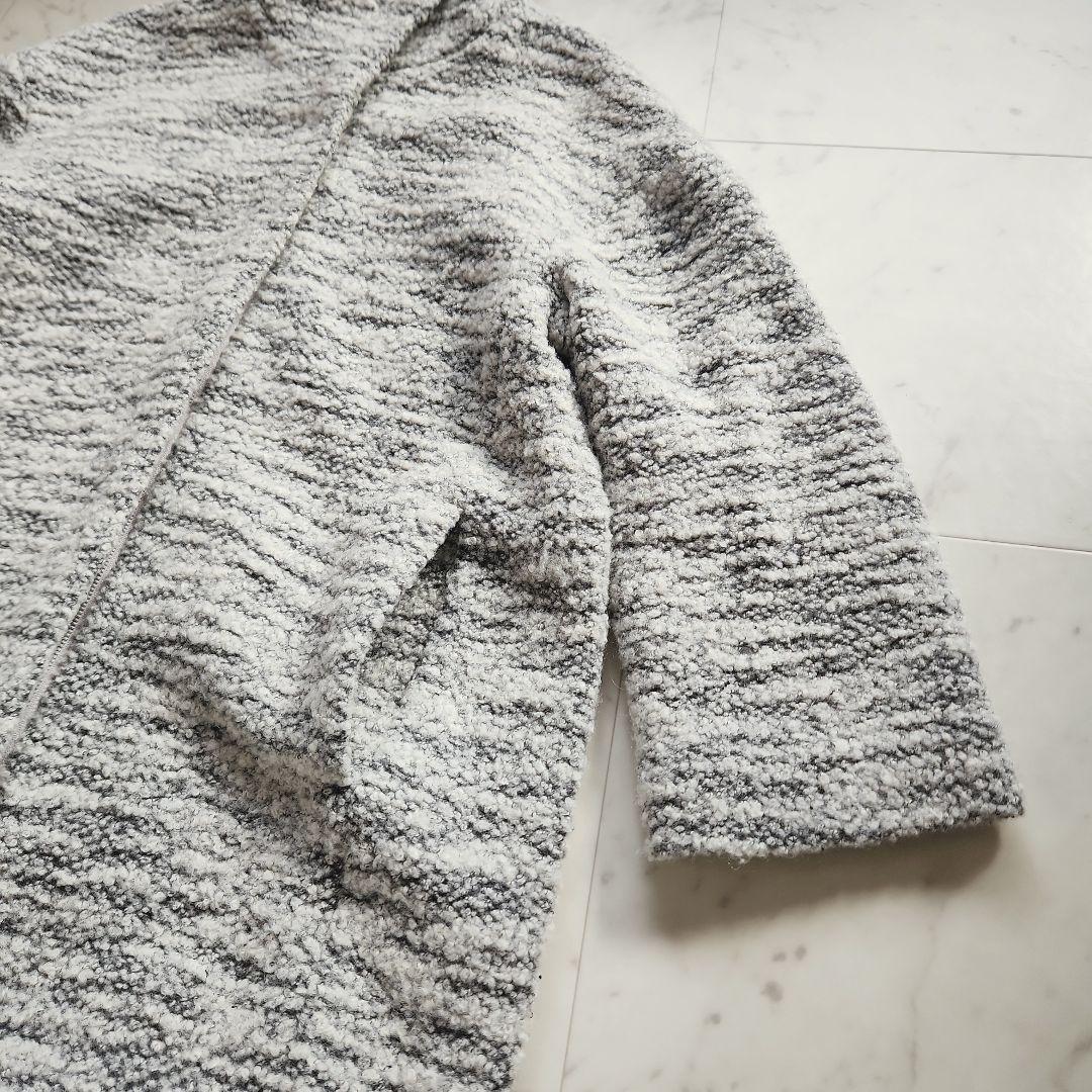 美品 アダムエロペ モヘヤ混 コート スタンドカラー グレー系 ゆったりめ