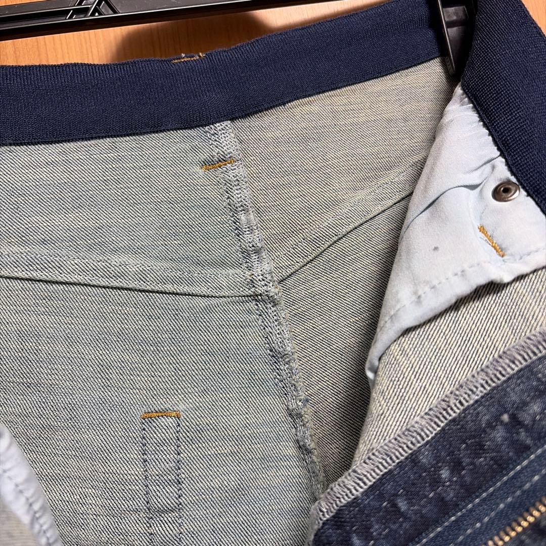 アヤンayane デニム　ペイント加工バレルレッグパンツ 36 ブリーチ
