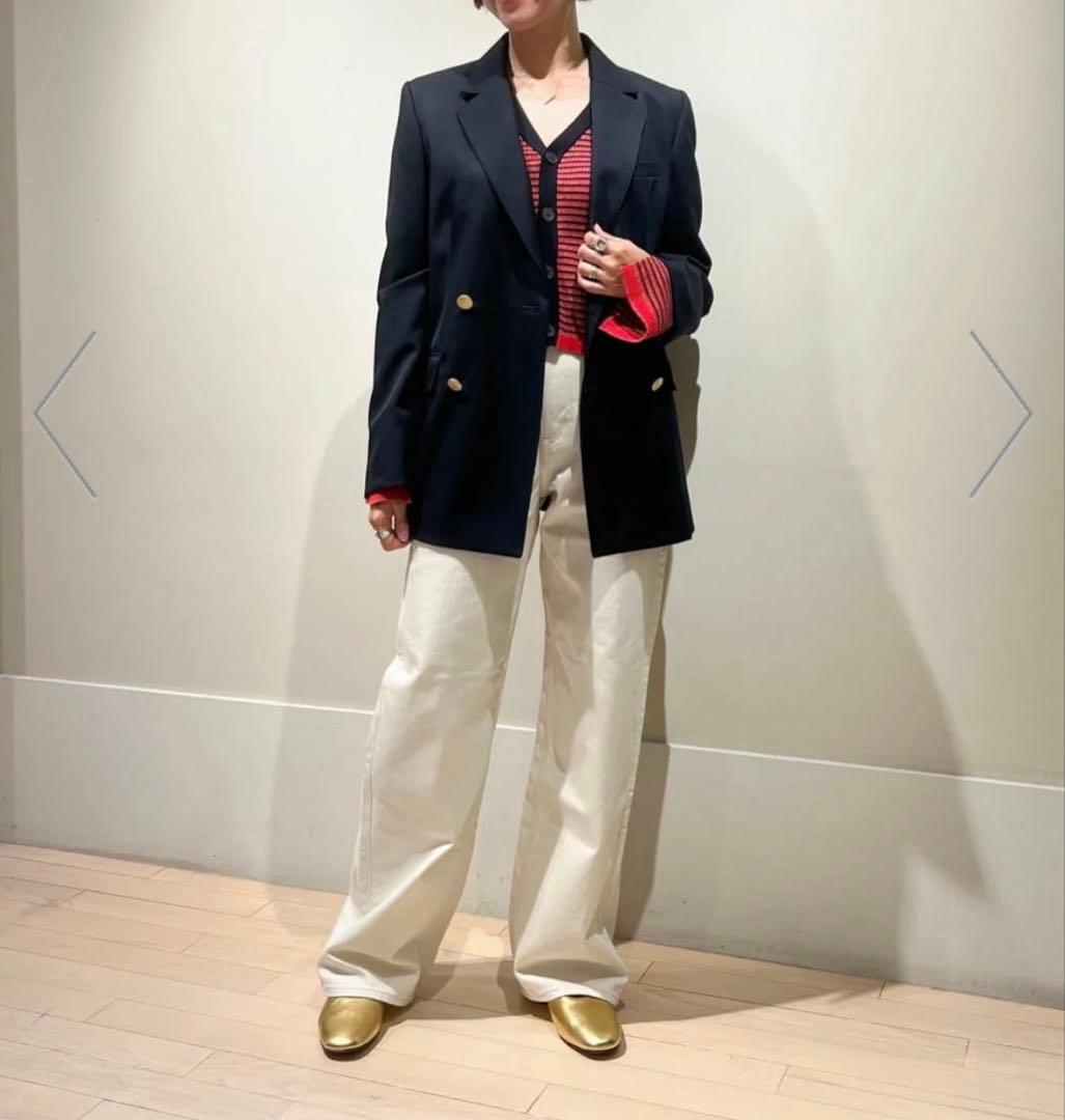 【JT】MACPHEE コットンホワイトデニム セミワイドパンツ