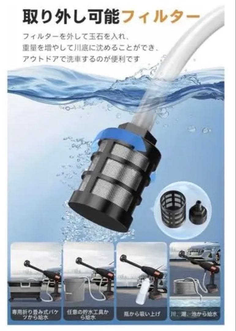 Boomax 高圧洗浄機 22L 折り畳みバケツ付き 充電式 10MPa圧力