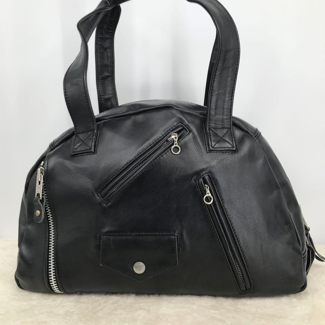 Schott　ボストンバッグ　ライダース　ブラック　牛革