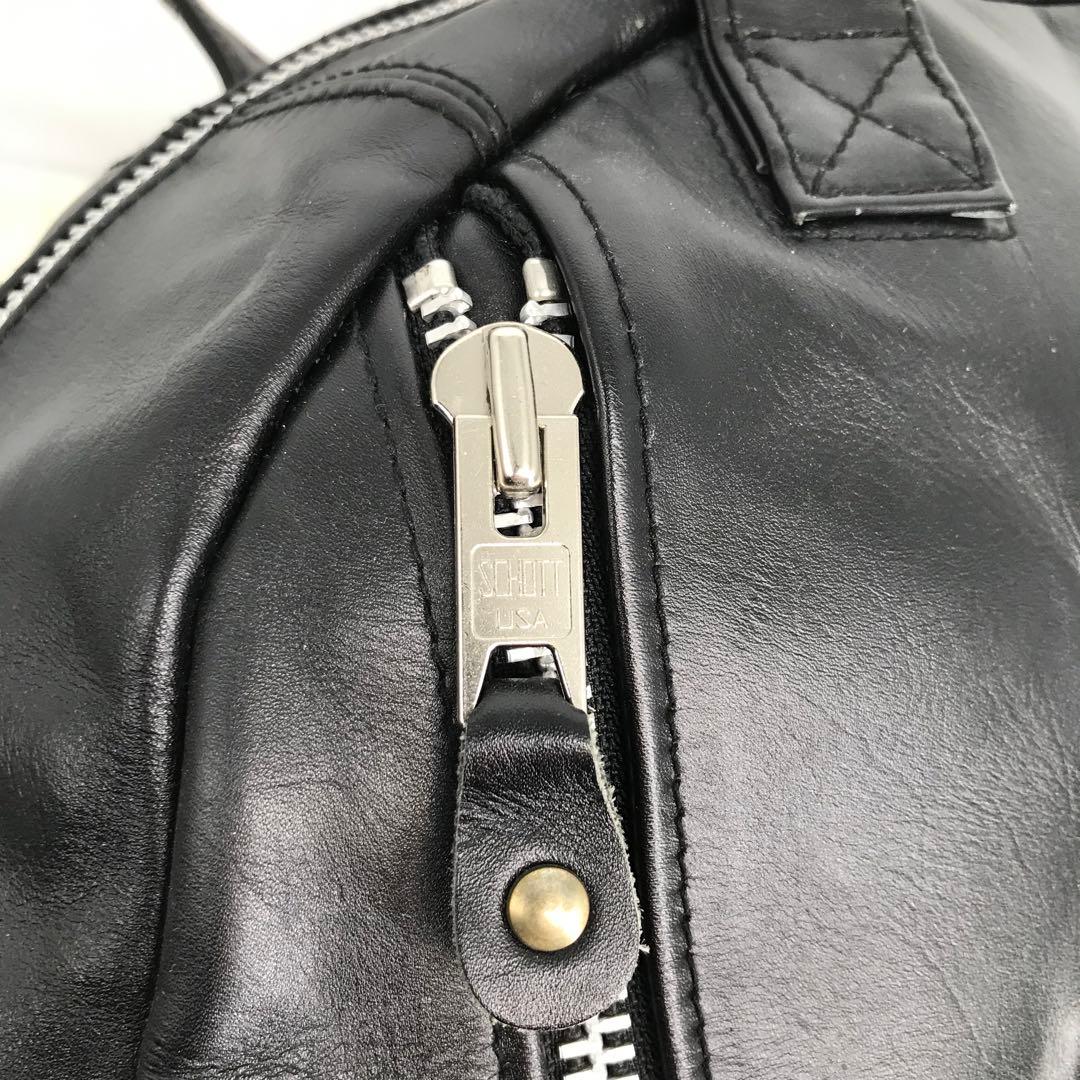 Schott　ボストンバッグ　ライダース　ブラック　牛革