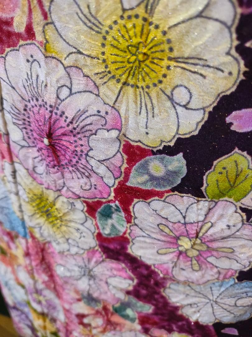 【お手続き中】逸品　濃紫　絞り　辻が花　振袖　　袋帯　その他セット