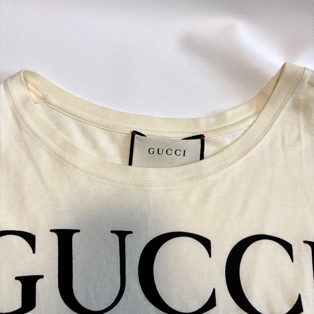 【グッチ】ロゴ インターロッキン Tシャツ 白 L位 ビッグシルエット　イタリア