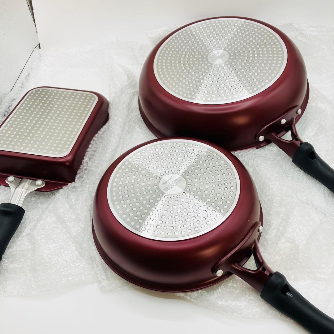 ② サーモス デュラブルシリーズ フライパン KFH 3点セット レッド