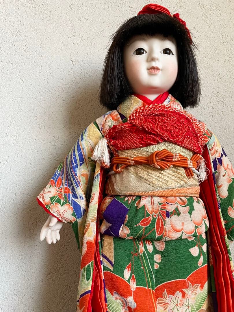 ビスクドール 日本人形 ハンドメイド 市松人形 着物 創作人形 和 アンティーク