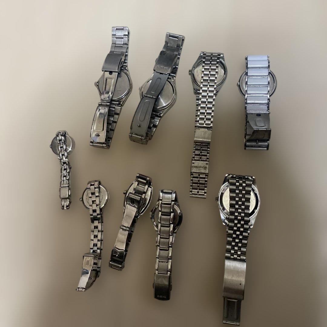 シルバーアナログ時計9本セット ジャンク品