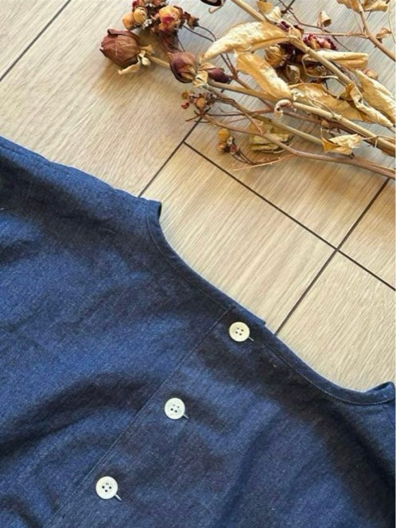 国産デニム生地　チュニック割烹着　服作り40年の田舎町仕立屋