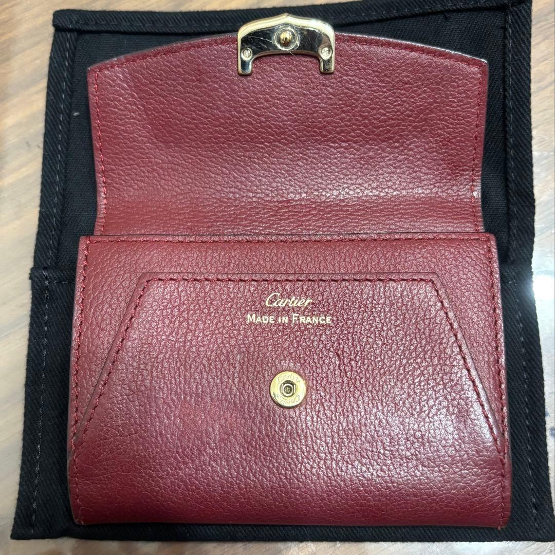 Cartier バーガンディ レザー 名刺入れ