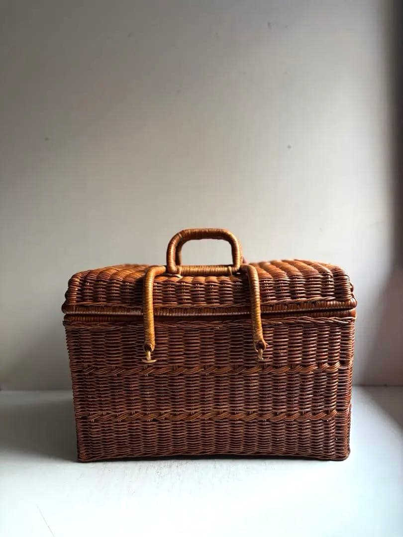 634 フランスアンティーク ピクニックバスケット パニエ 蚤の市購入 美品