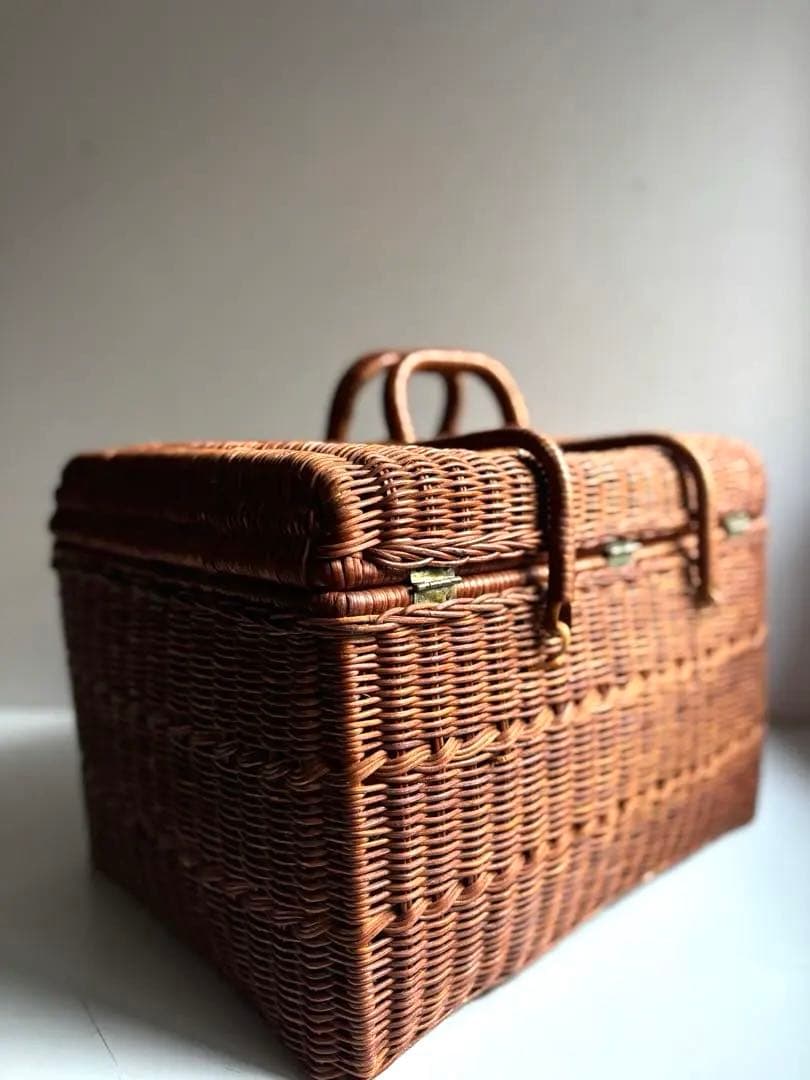634 フランスアンティーク ピクニックバスケット パニエ 蚤の市購入 美品