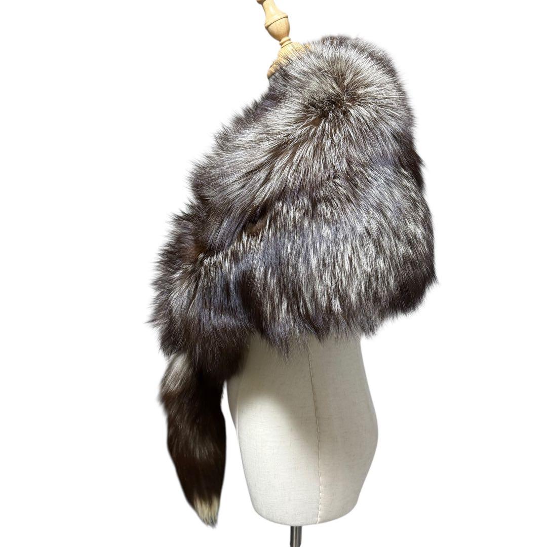 美品✨ SAGA FOX しっぽ付き シルバーフォックス 大判ショール