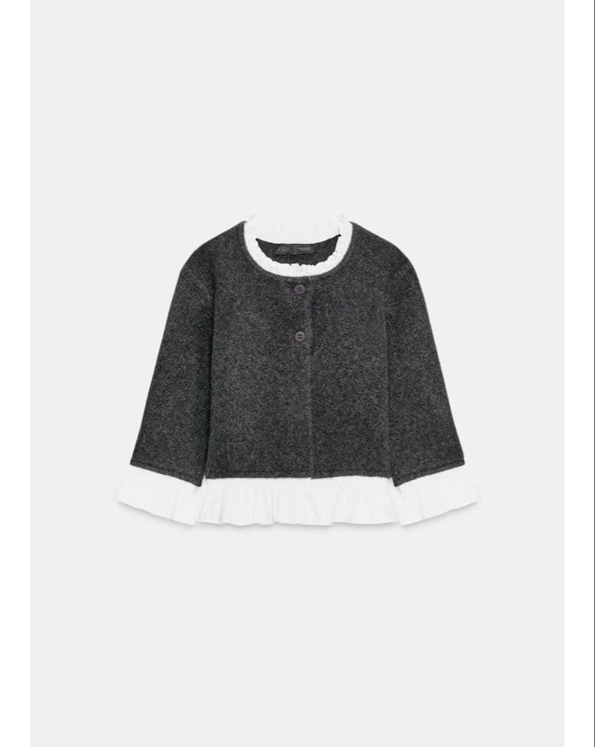 ZARA ポプリンコンビニットジャケット ダークグレー Sサイズ
