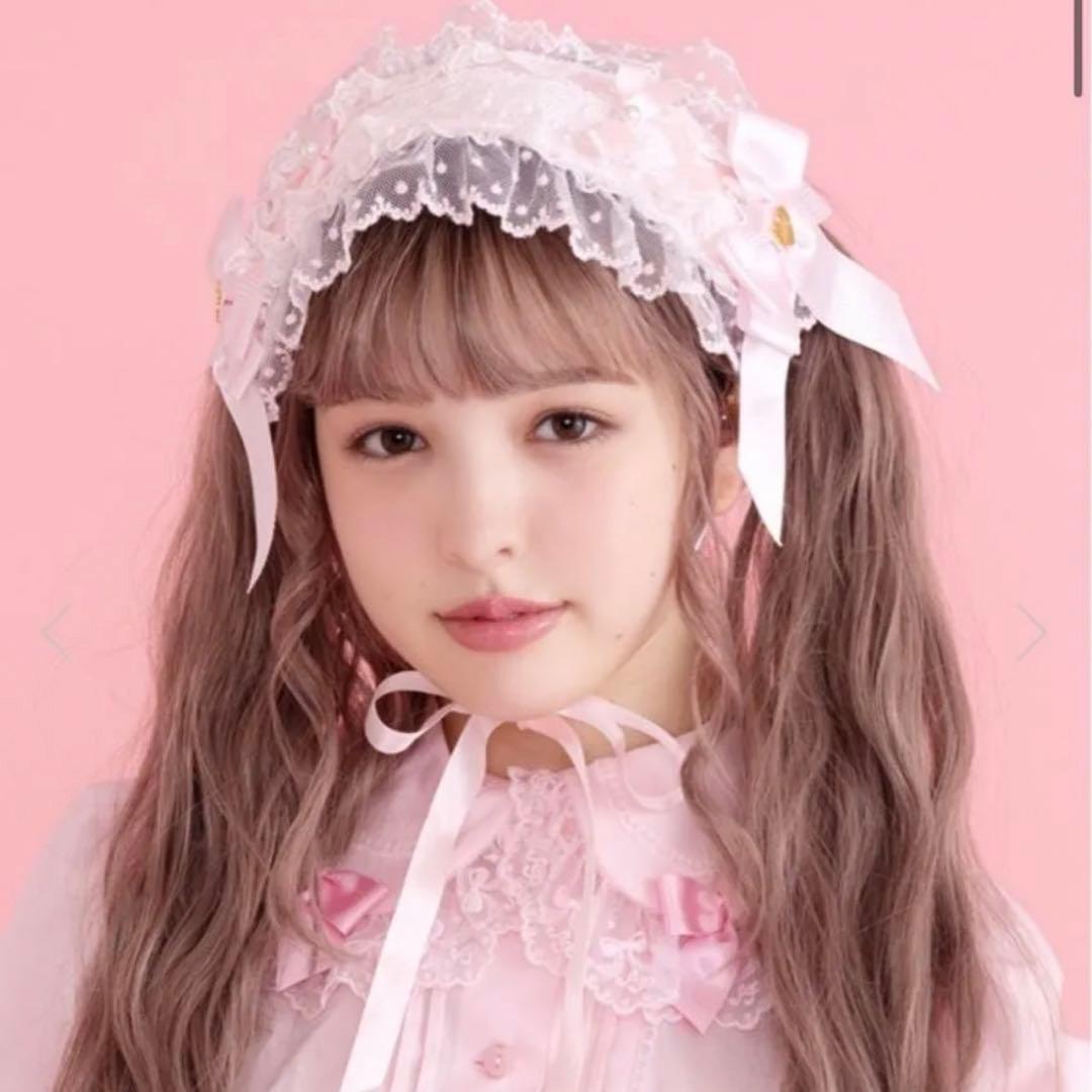 Angelic Pretty,レースハートチャームバラレースヘッドドレス,ピンク