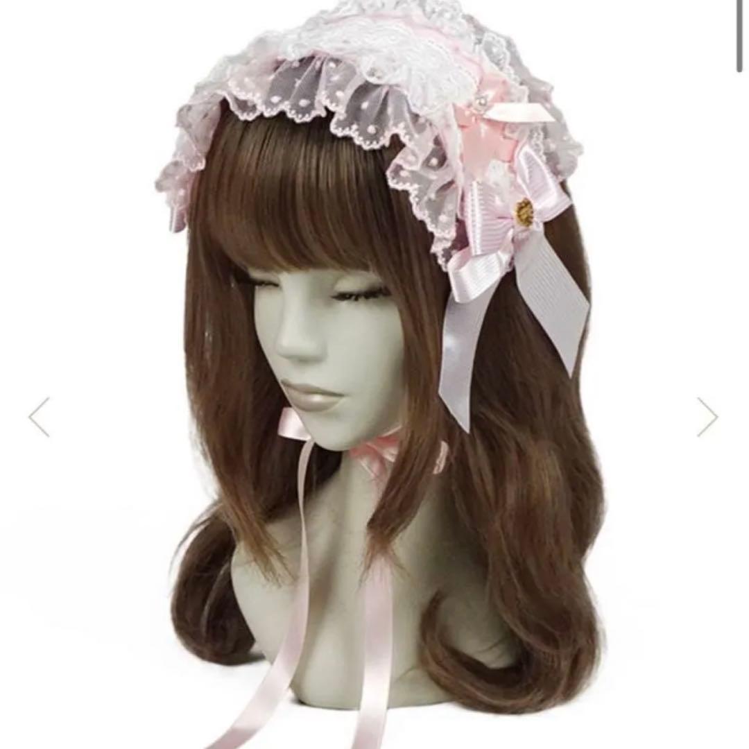 Angelic Pretty,レースハートチャームバラレースヘッドドレス,ピンク