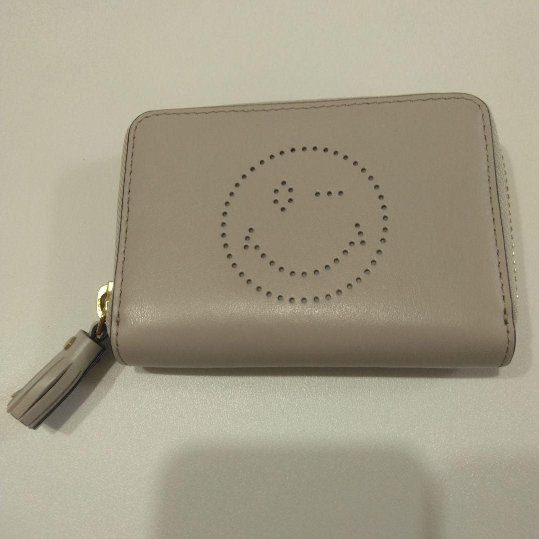 【未使用品級】アニヤハインドマーチ　ミニ財布　オレンジ　本革　スマイリーウィンク