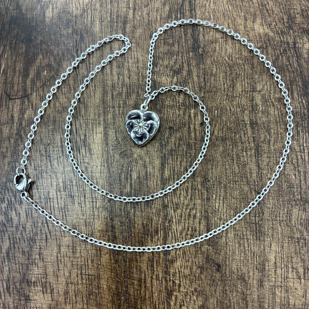 スウィートハートジュエリー パンジー シルバー ヴィンテージネックレス NAVY