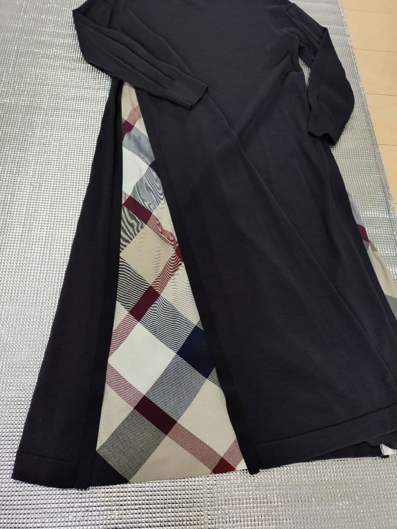 BLUE LABEL 黒 長袖 ワンピース チェック柄