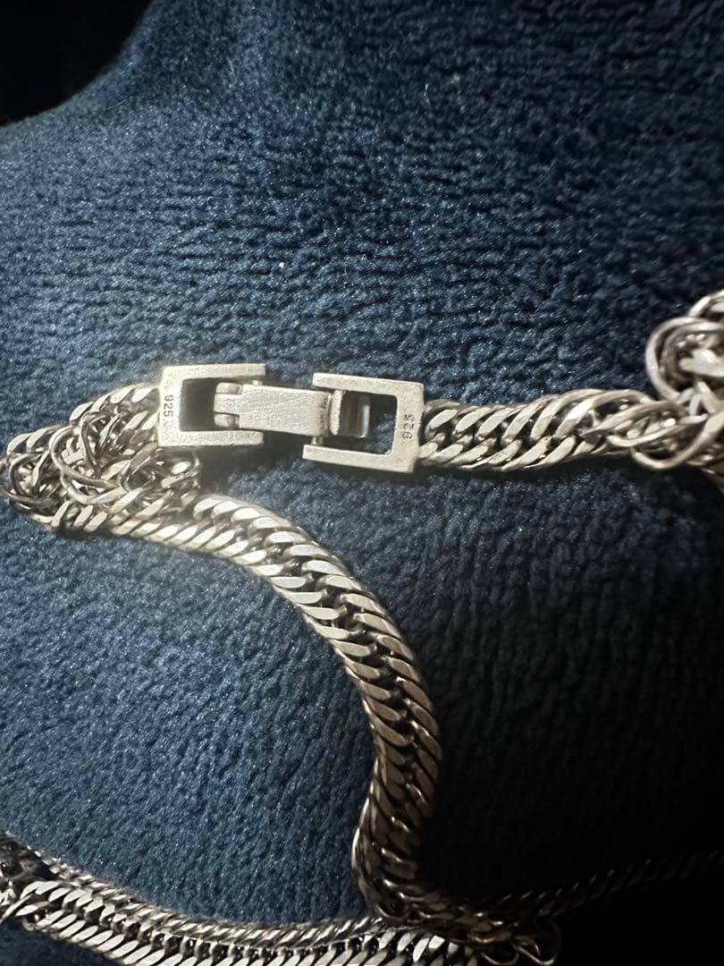 L.L シルバー925 チェーンネックレス 6面カット ダブル喜平チェーン