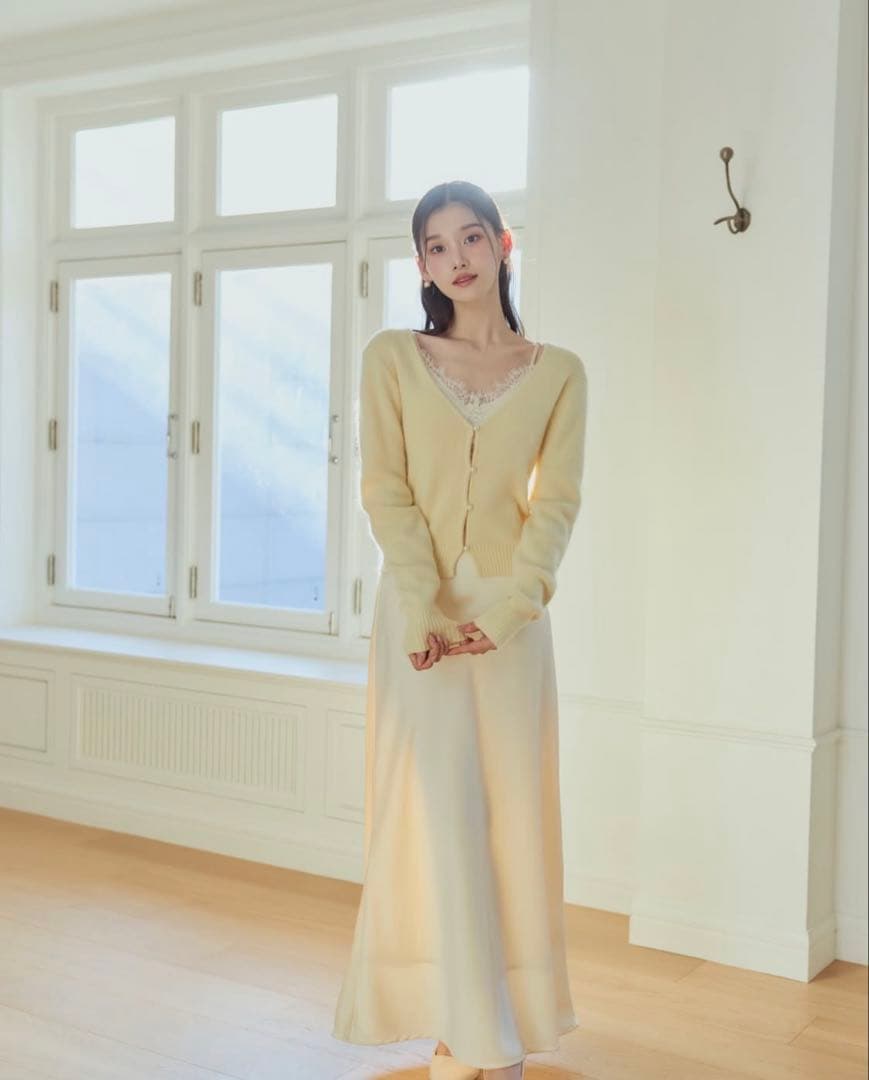 【ポローラ完売品】フェザリーパールニットカーディガンセット