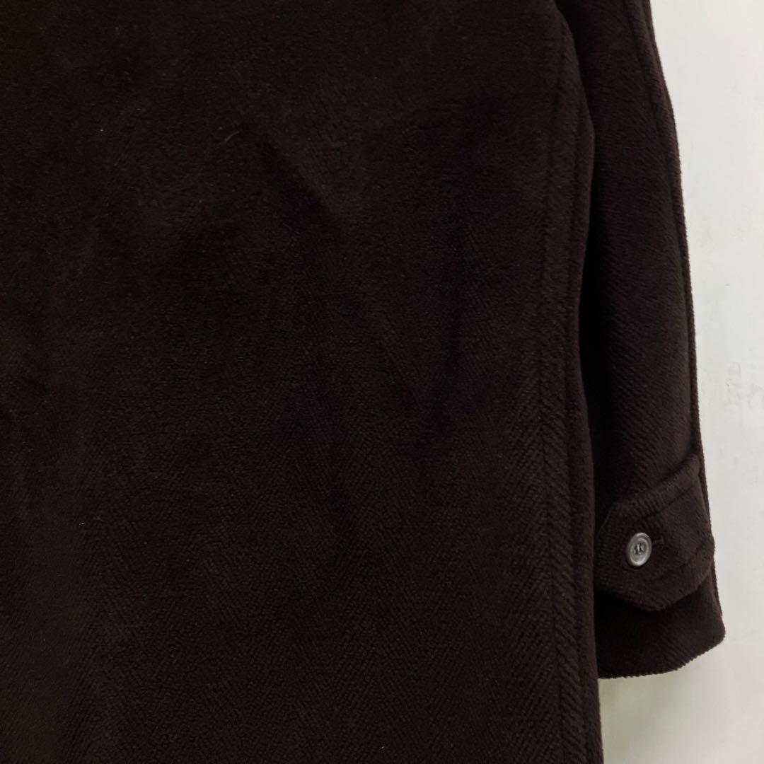 80s ロングダッフルコート イングランド製 ブラウン フード VINTAGE