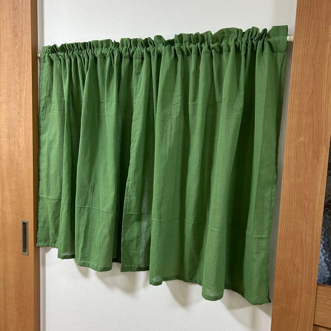 【稲作すずめ】カフェカーテン　のれんタイプ　　2枚　インド綿　オーダー品
