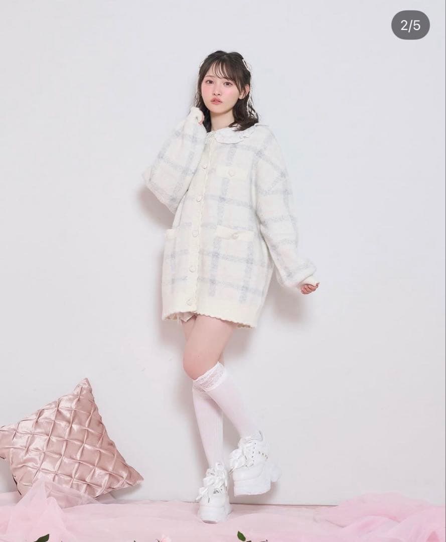 Honey Cinnamon ハートチェックビッグカーディガン