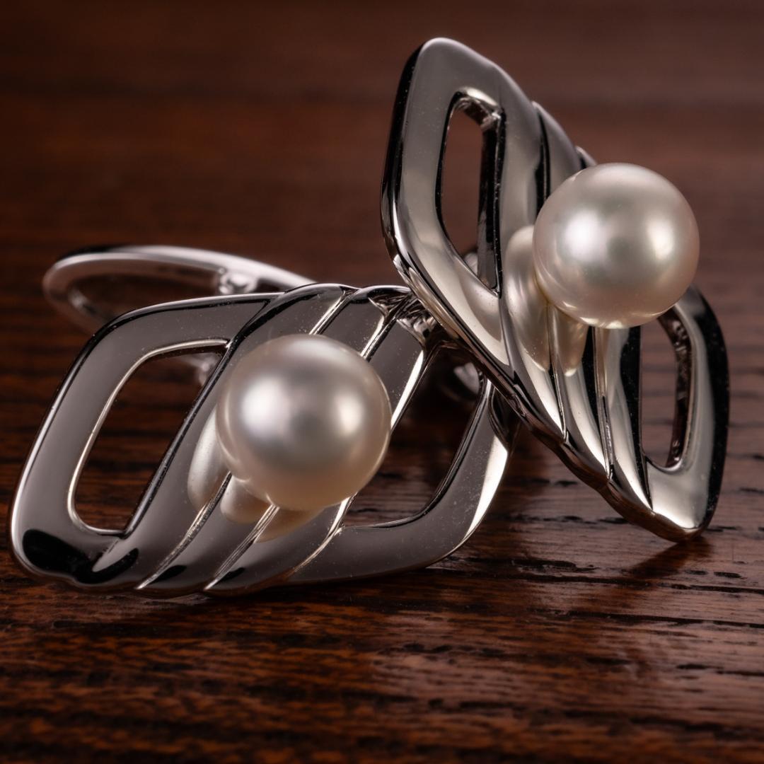 箱付き 世界最高品質ミキモト MIKIMOTO silver 真珠 カフスボタン
