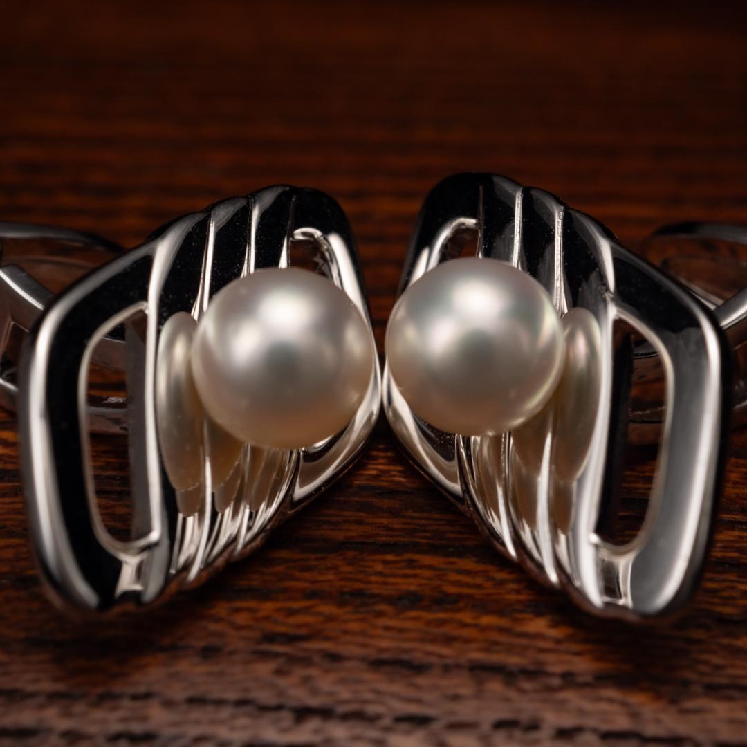 箱付き 世界最高品質ミキモト MIKIMOTO silver 真珠 カフスボタン