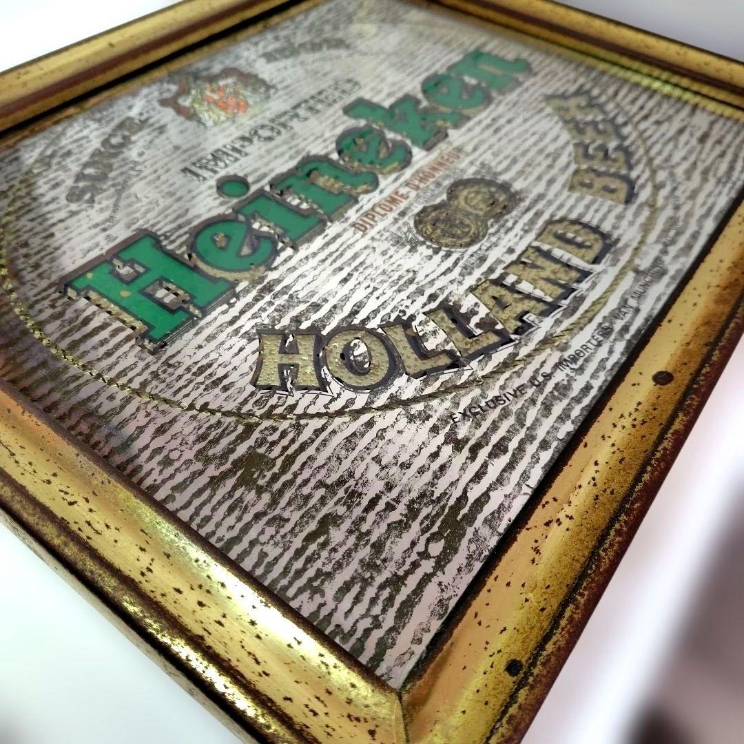 Heineken BEER パブミラー ビンテージ当時物 ハイネケンビール 額装