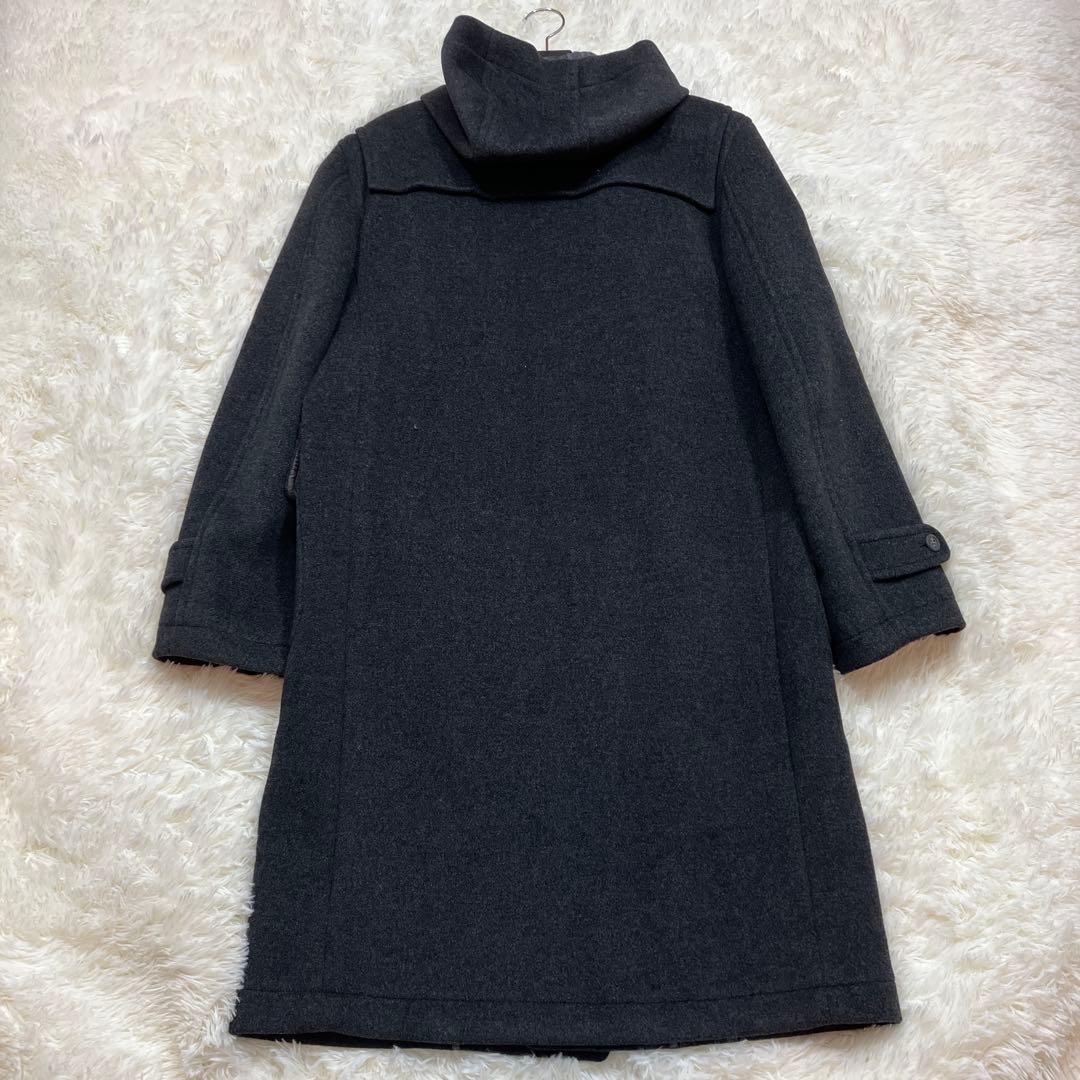 極美品 ニューヨーク ダッフルコート マキシ丈 裏地チェック ダークグレー L